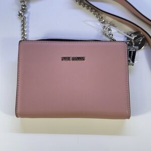 Steve Madden Crossbody‎ Double Sided Wallet Purse Silver Chain Color Pink New